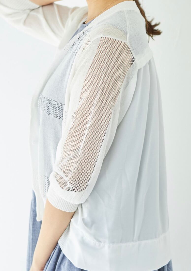 【select】透かし網切替カーディガン