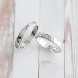 【結婚指輪】平_ダブル1カラー_ミルグレイン_ベース4.0mm_Pt900