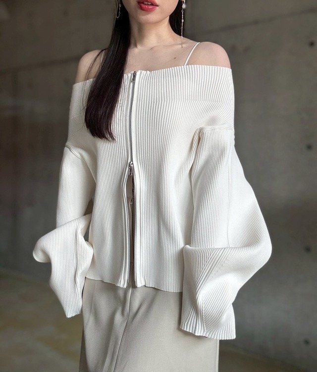 【3/14 21:00〜】 Wジップオフショルカーディガン【アイボリー】