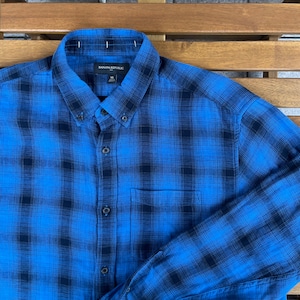 BANANA REPUBLIC CHECK SHIRT BLUE XL
