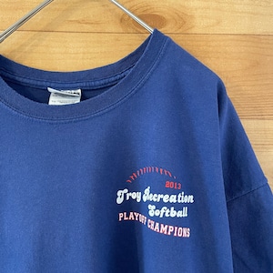 【GILDAN】ソフトボール プリント Tシャツ ワンポイント バックプリントX-Large us古着 アメリカ古着