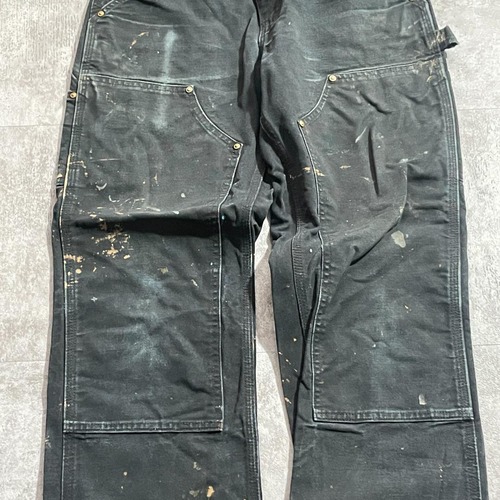 USA製 ブラック ダブルニー Carhartt B01-BLK 28×30 詳細写真5