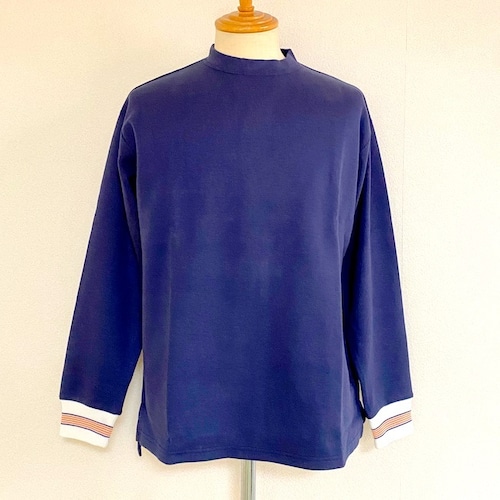 Seed Stitch Switch Color Rib L/S T-shirts　Navy