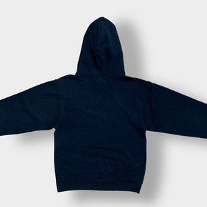 【JERZEES】パーカー プルオーバー プリント フーディー スウェット hoodie ブラック S サッカー US古着