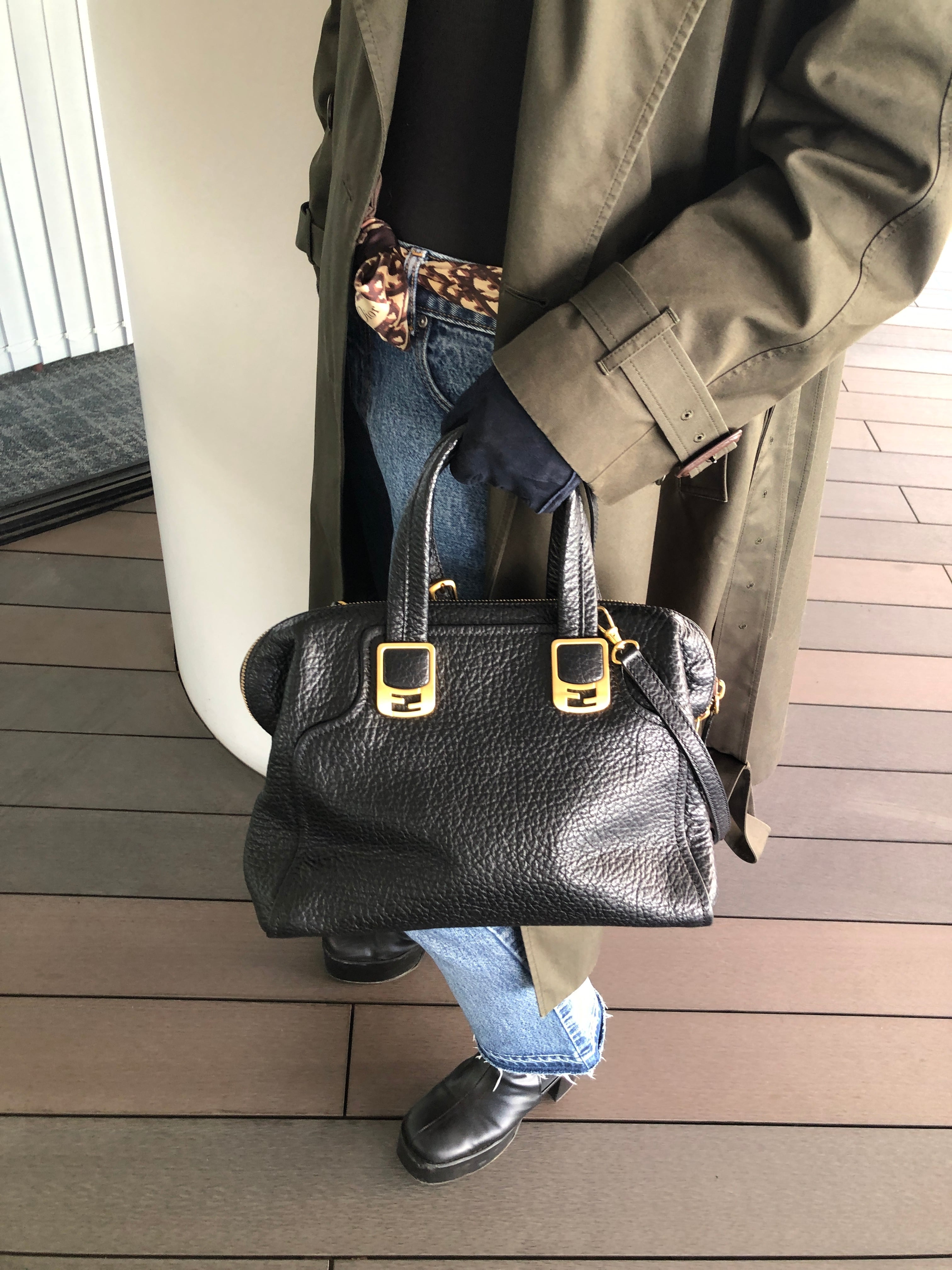 FENDI フェンディ カメレオン ショルダーバッグ ブラック レザー 2way 8BL114-HXF vintage ヴィンテージ オールド 66eazz