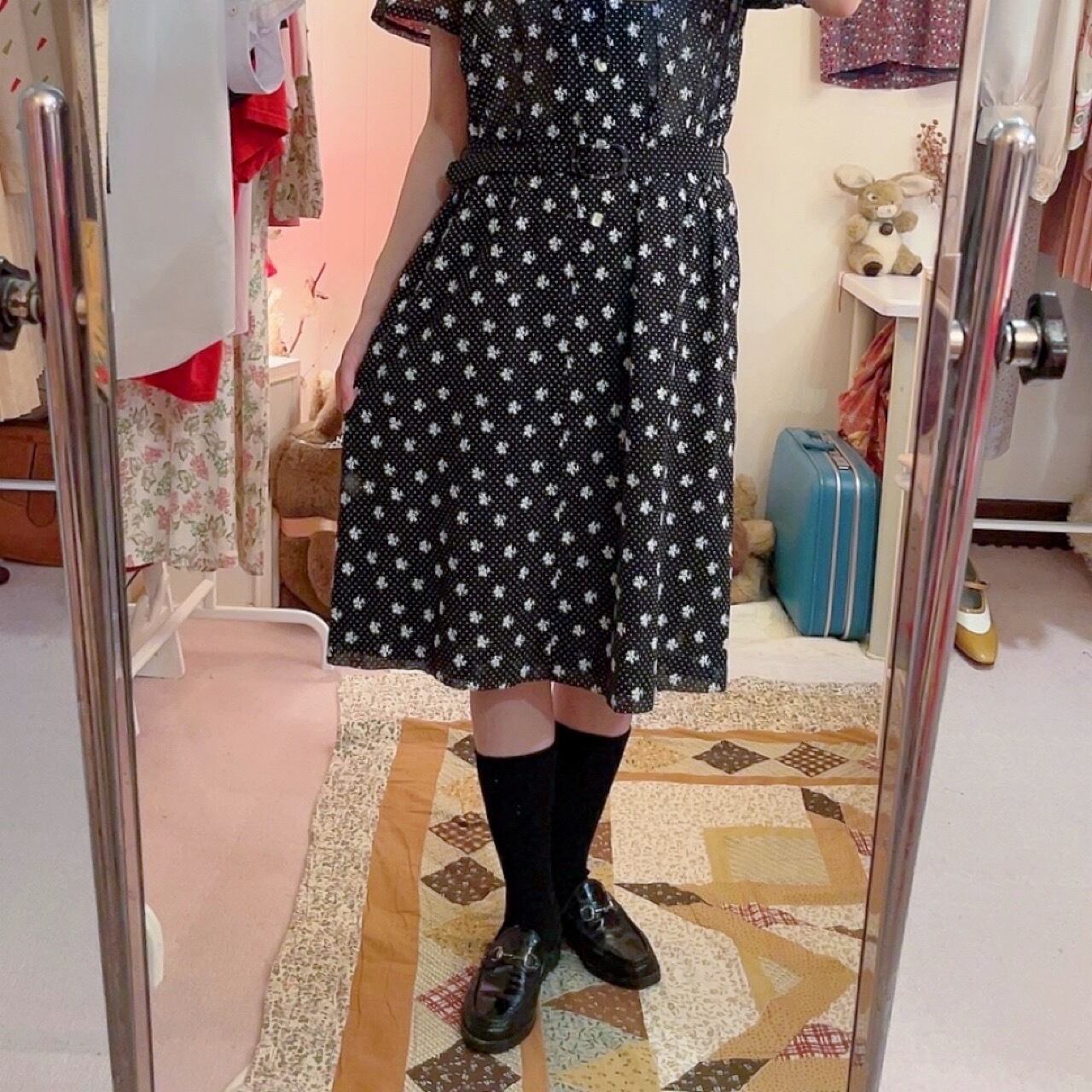 black dot scallop collar one-piece