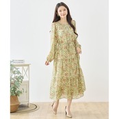 TRUBE フローラルティアードワンピース【M~L】グリーン