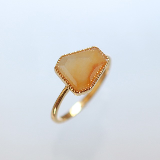 ファセットカットリング orange facet cut millgrain ring A貨翡翠 jd_rg1899
