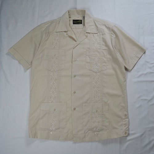 80’s-90’s Guayabera キューバシャツ Sサイズ ベージュ
