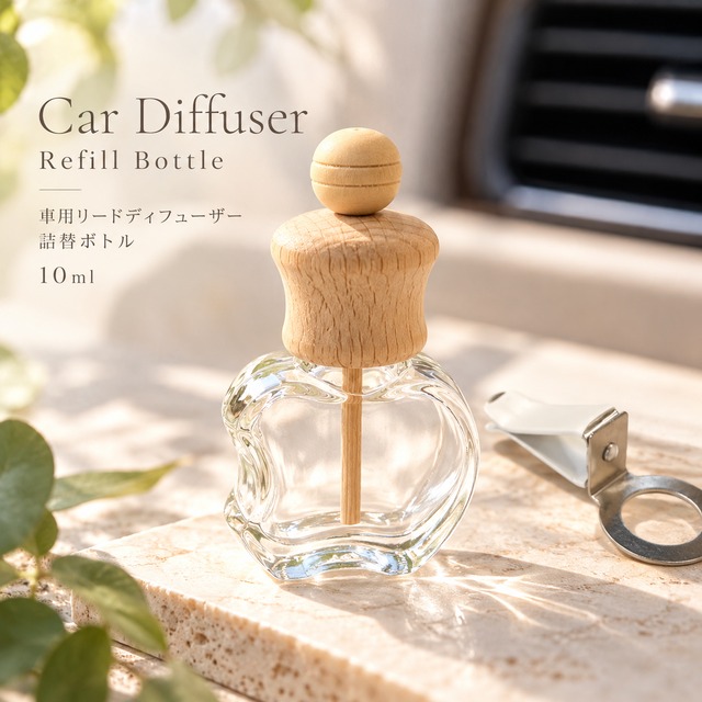 【 雫 モチーフ 吊り下げ ウッド ディフューザー 】5ml 1個 中蓋付き クリア ガラス 容器 ミニ ボトル 車 エアコン 吹き出し フレグランス 消臭 芳香 リフレッシュ 空間 コンパクト インテリア 個室 トイレ 玄関 クローゼット