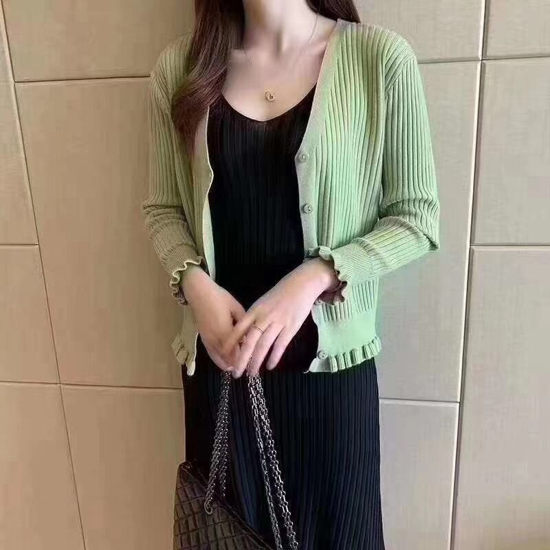 メロウフリルリブニットカーディガン