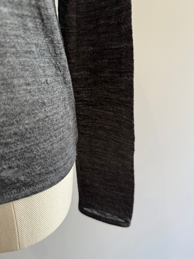ERiKOKATORi/EK13-3-1 wool sheer high neck top Dark grey