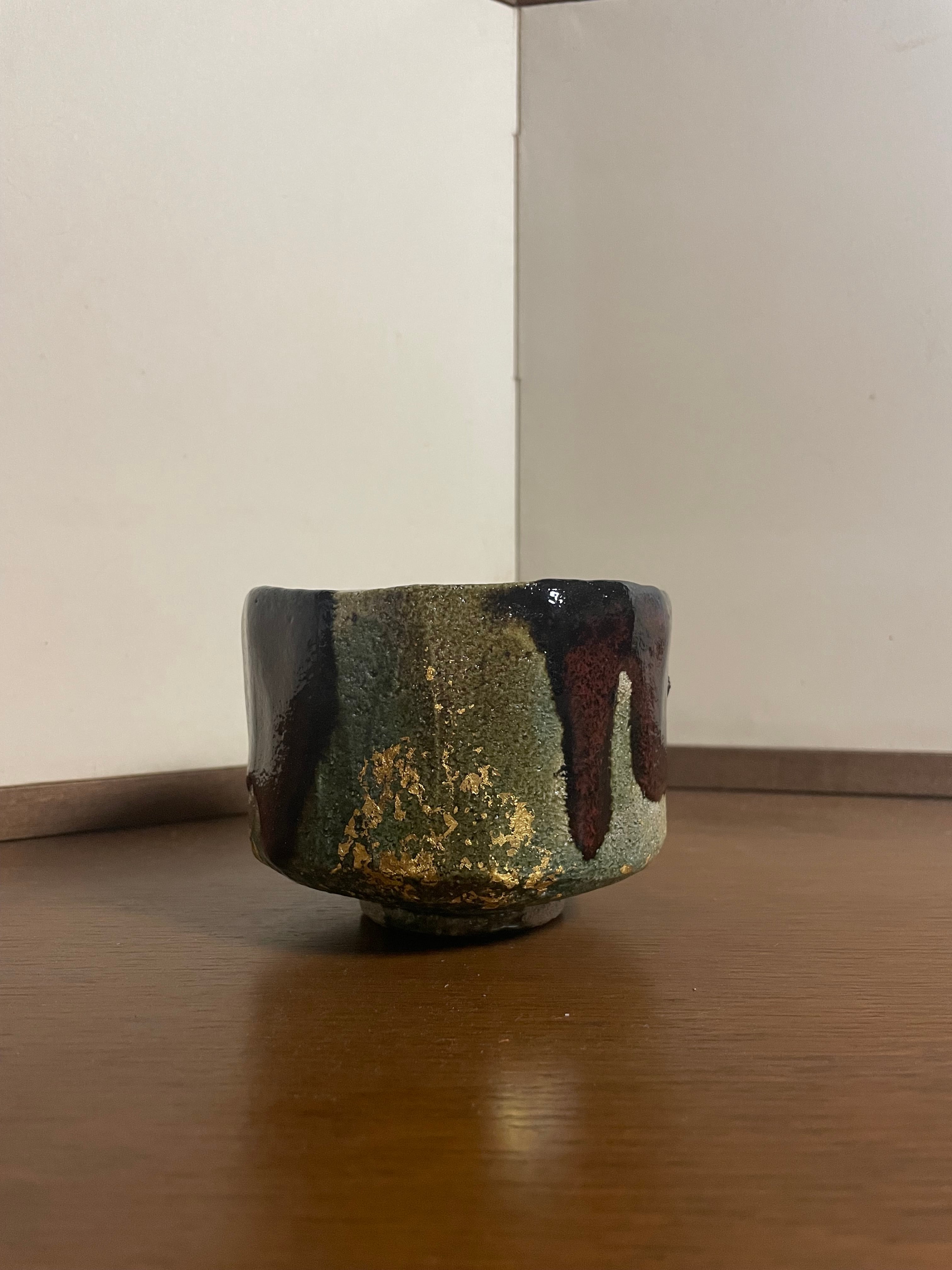 nana出品　　茶道具　茶碗　長次郎写　かせ釉　昭楽造「佐々木昭楽」 茶道具 楽茶碗（らくちゃわん） 茶碗 黒楽 長次郎写 禿 佐々木