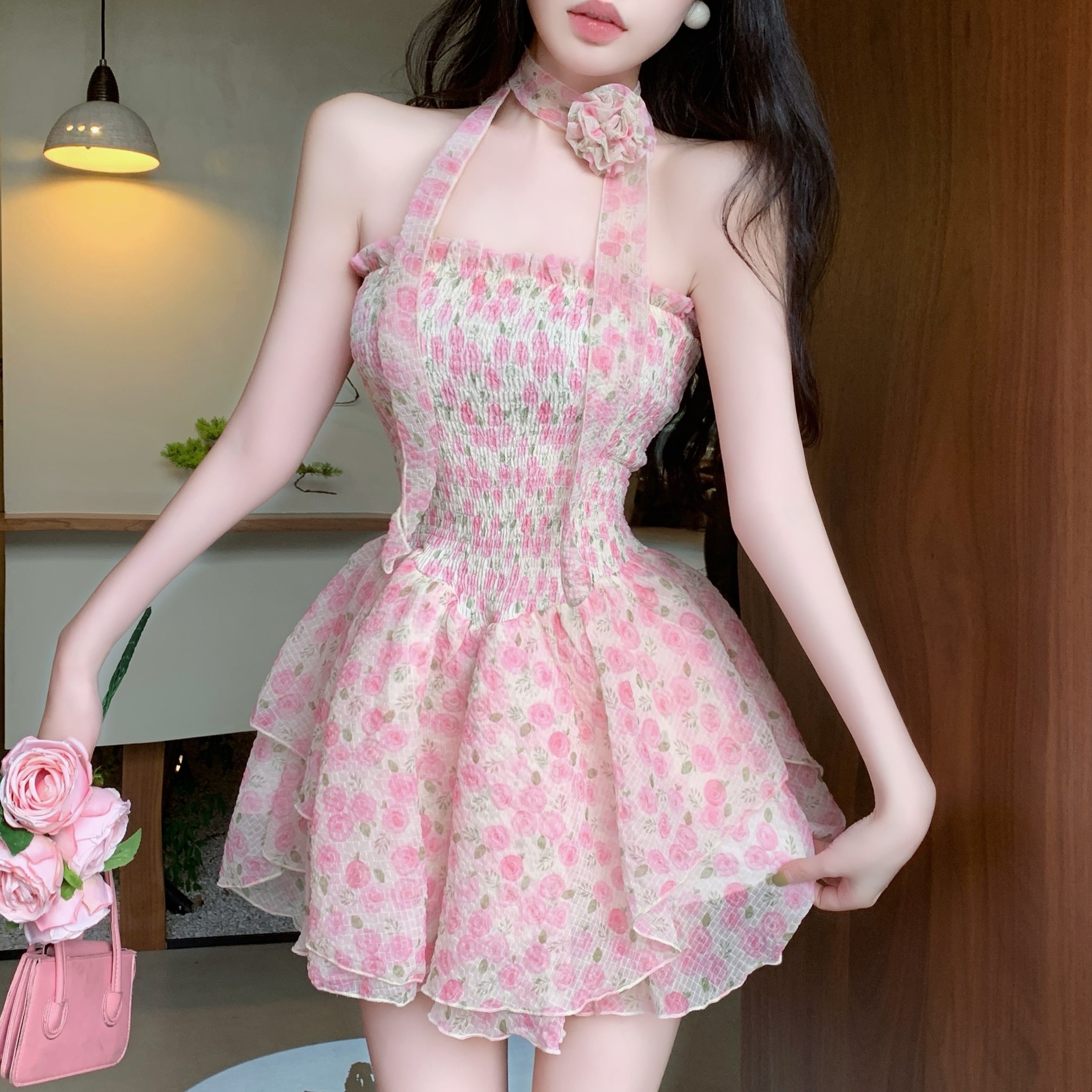 【dress】花柄ミニワンピース N2553