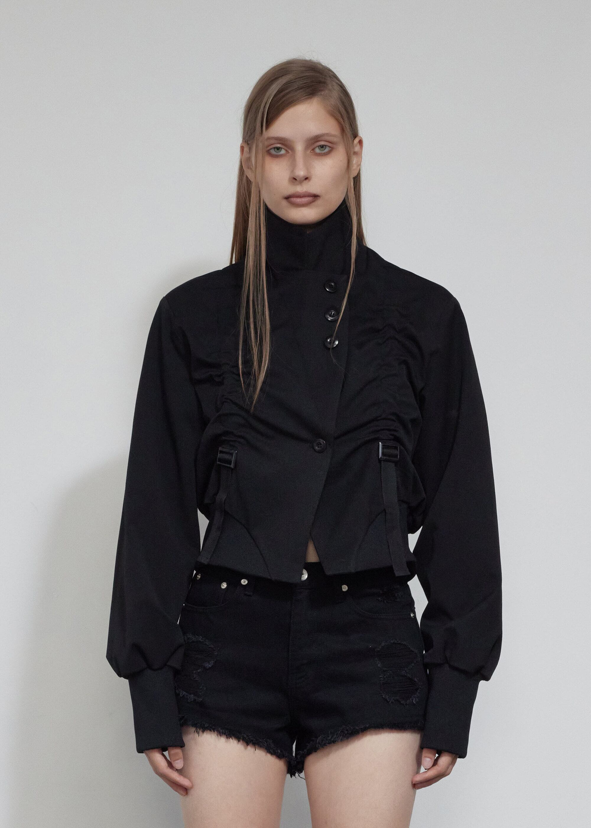 BOHEMIAN SEOUL] SHIRRING TAPE CROP BLAZER, BLACK 正規品 韓国