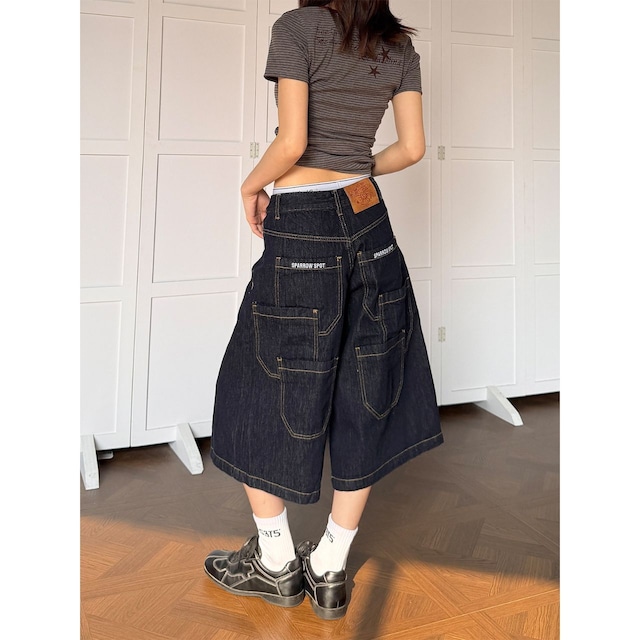 コントラストステッチボリュームデニムパンツ 1col R02381