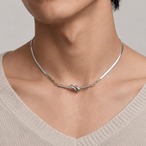 予約 メンズ ネックレス 結び目 シルバー ステンレス チョーカー風 短め 48cm 韓国 カジュアル きれいめ Tシャツ シャツ y12117