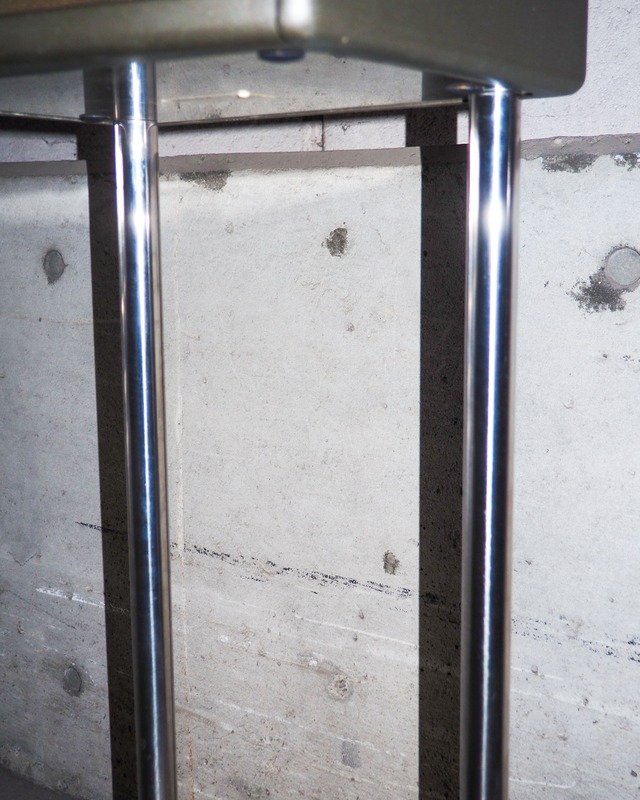 okamura stainless steel table with a shelf