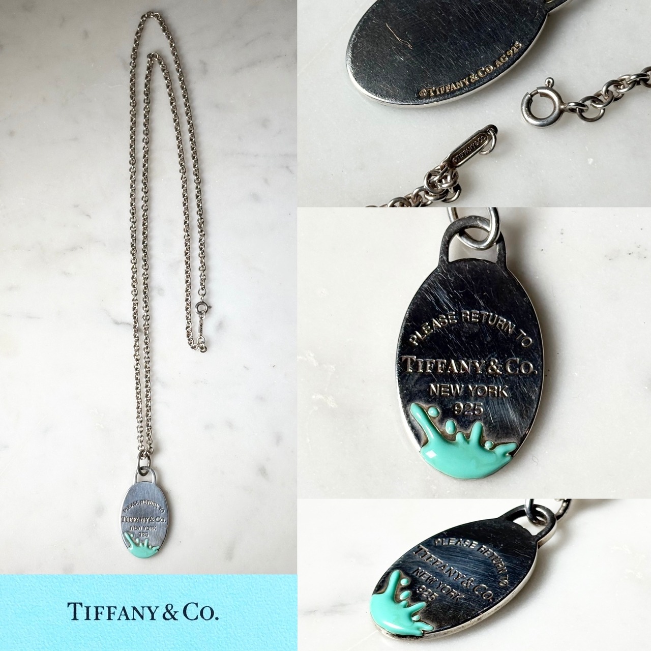 TIFFANY silver oval tag pendant necklace “Return to SPLASH”