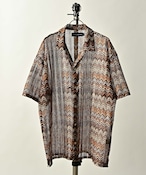 Many men ,many minds. loose silhouette sheer multi multi border lace S/S shirt (BEG) M2315060