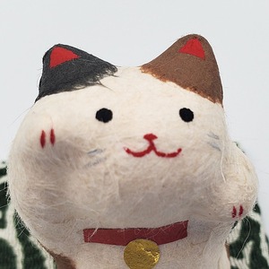 ほっこり可愛いちぎり和紙の招き猫(ミニ・三毛)
