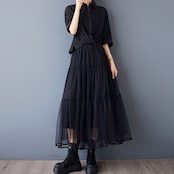チュールティアード ロングワンピース00152
