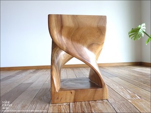 無垢材 ウェーブスツールNA03 イス 天然木 椅子 ベンチ 木製スツール ナチュラル 天然木 モンキーポッド ハンドメイド