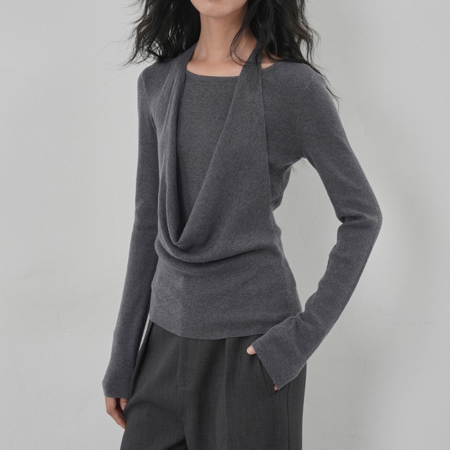 halter neck knit top J00148