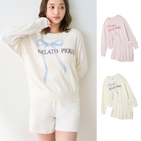 【gelato pique】韓国限定商品 スムースリボン長袖&ショートパンツset