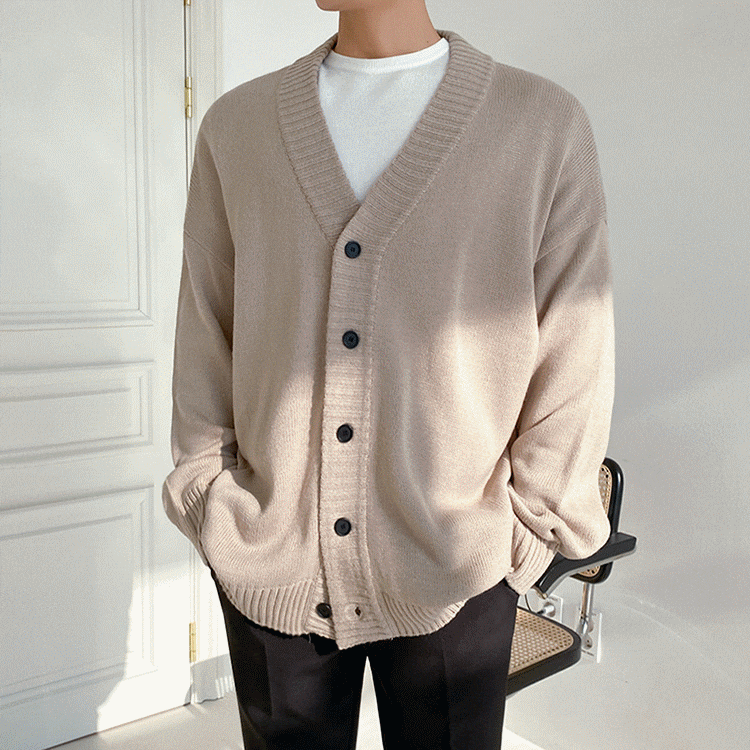 ニット カーディガン 前ボタン トップス セーター ベージュ ブラック メンズファッション 韓国 春 秋 | CHOICE.31 ファッション通販