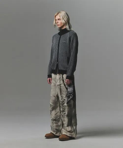 ☆Stray Kids リノ 着用！！【NOT4NERD】444 Logo Two Tone Rib Knit