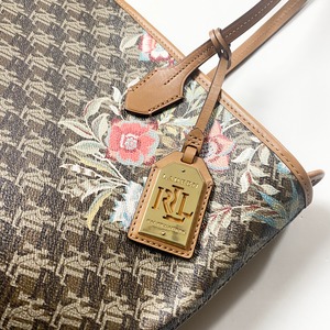 RALPH LAUREN logo monogram × flower print pvc hand bag