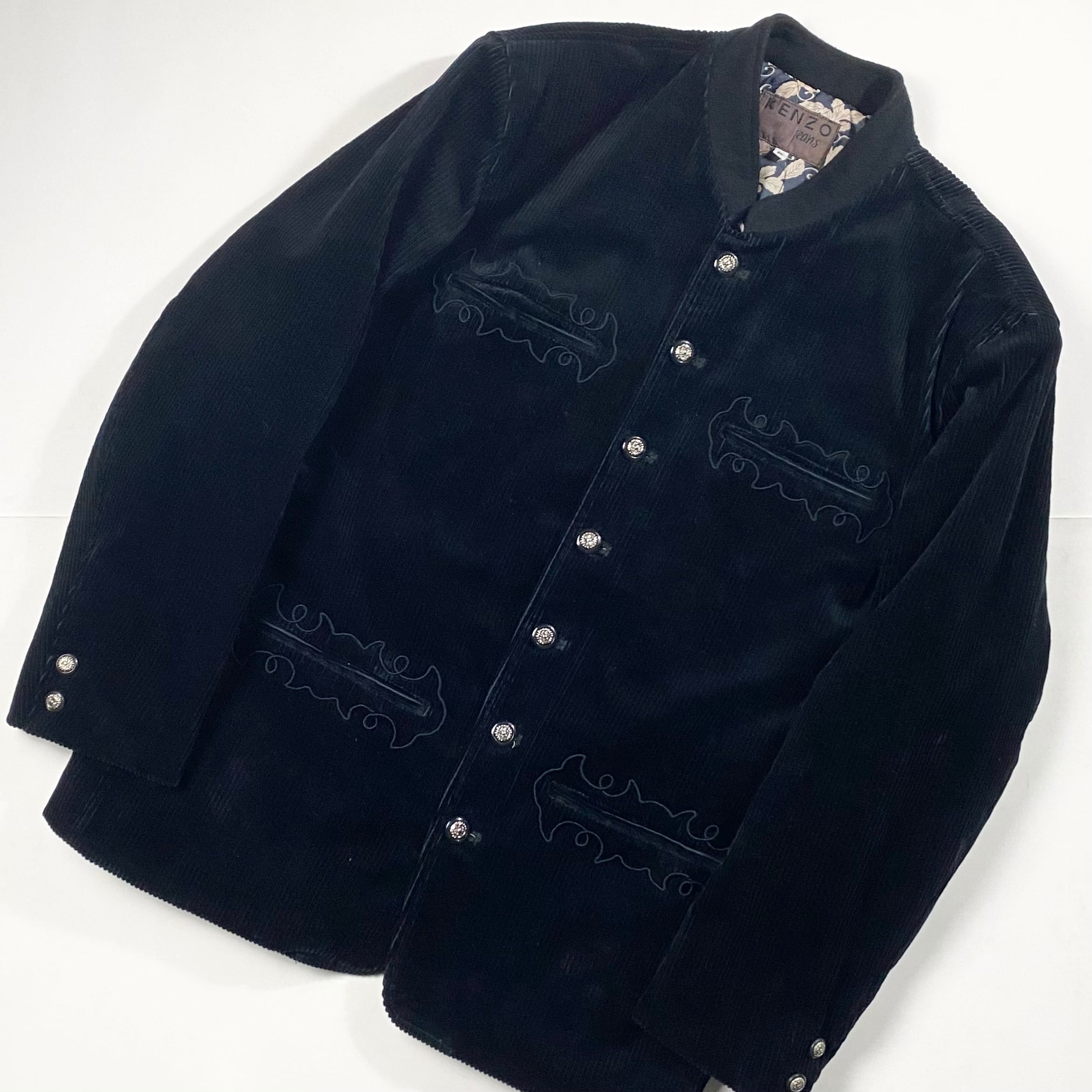 vintage KENZO JEANS black corduroy napoleon jacket | NOIR ONLINE