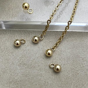 【4pcs】4mmステンレス製ゴールドボールチャームコネクター /ラウンド