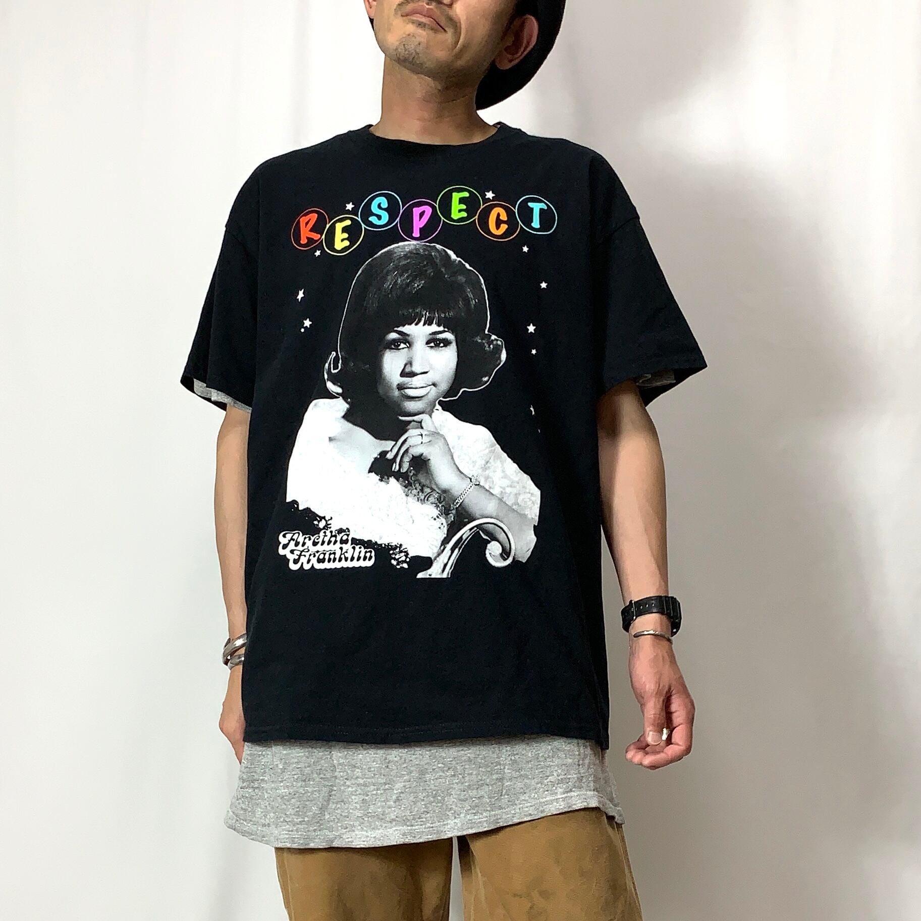 old ARETHA FRANKLIN print T-shirt BAND T-shirt アレサ フランクリン