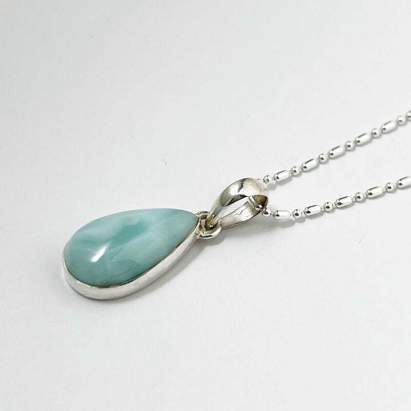 一点物 ラリマー スリム ドロップ型 ペンダント（チェーン オプション  