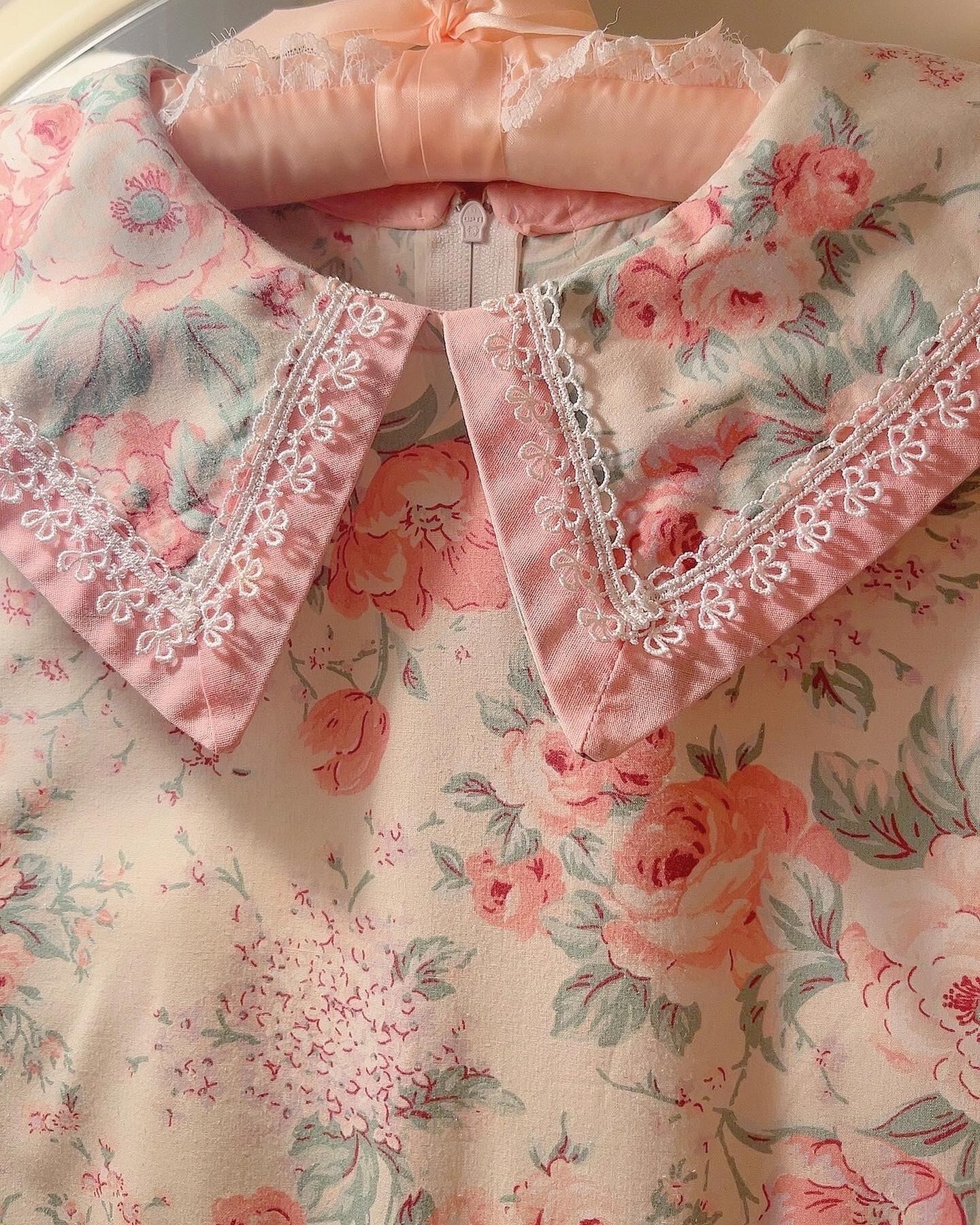 pink flower ribbon lace one-piece