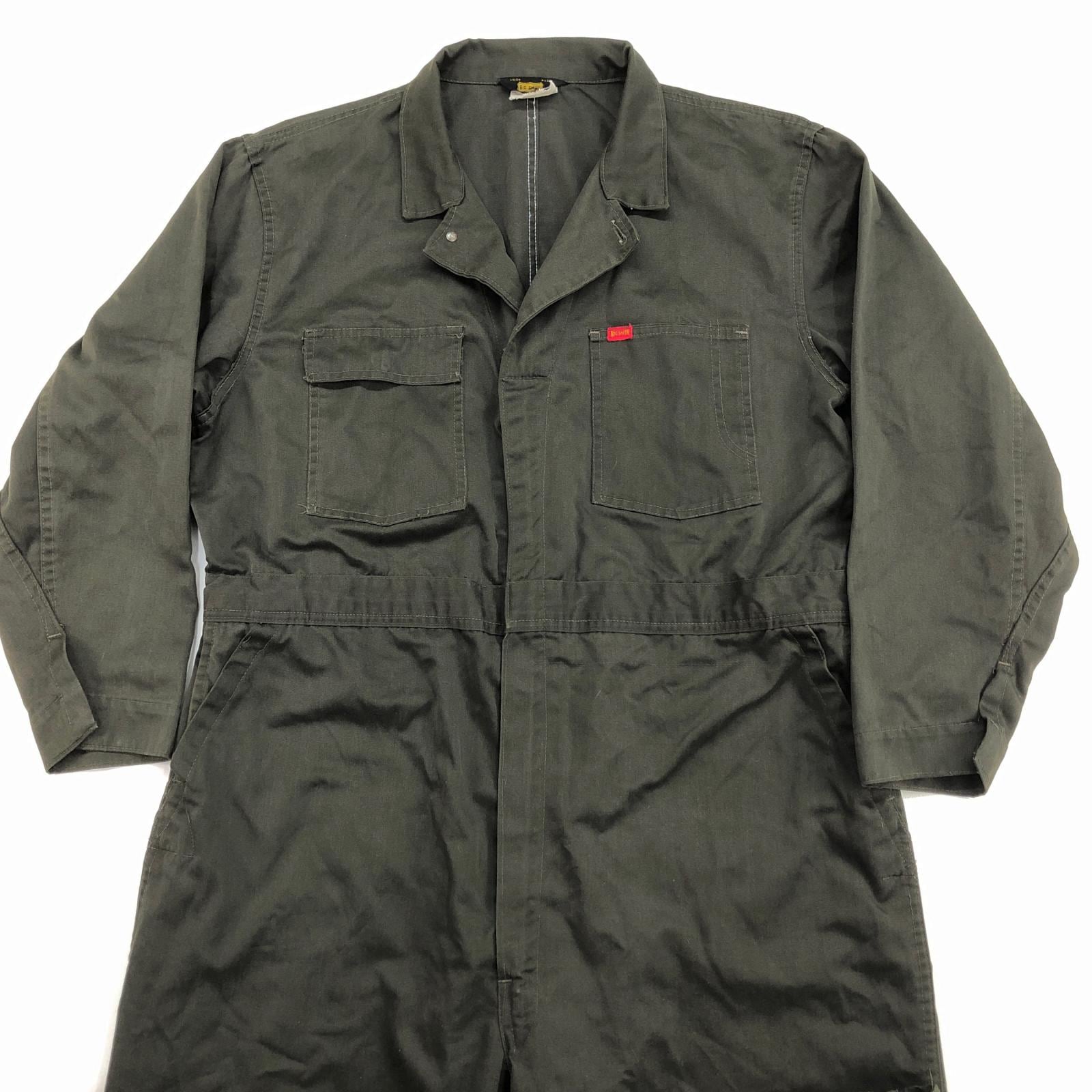 40s ブラックコバート オールインワン 黒シャン ツナギ 月桂樹ボタン BIG SMITH ビッグスミス 70年代 USA製 黒タグ 三角タグ 月桂樹ボタン