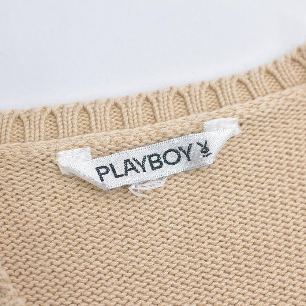 90s～ PLAYBOY プレイボーイ ロゴ刺繍 コットン ニット ベスト
