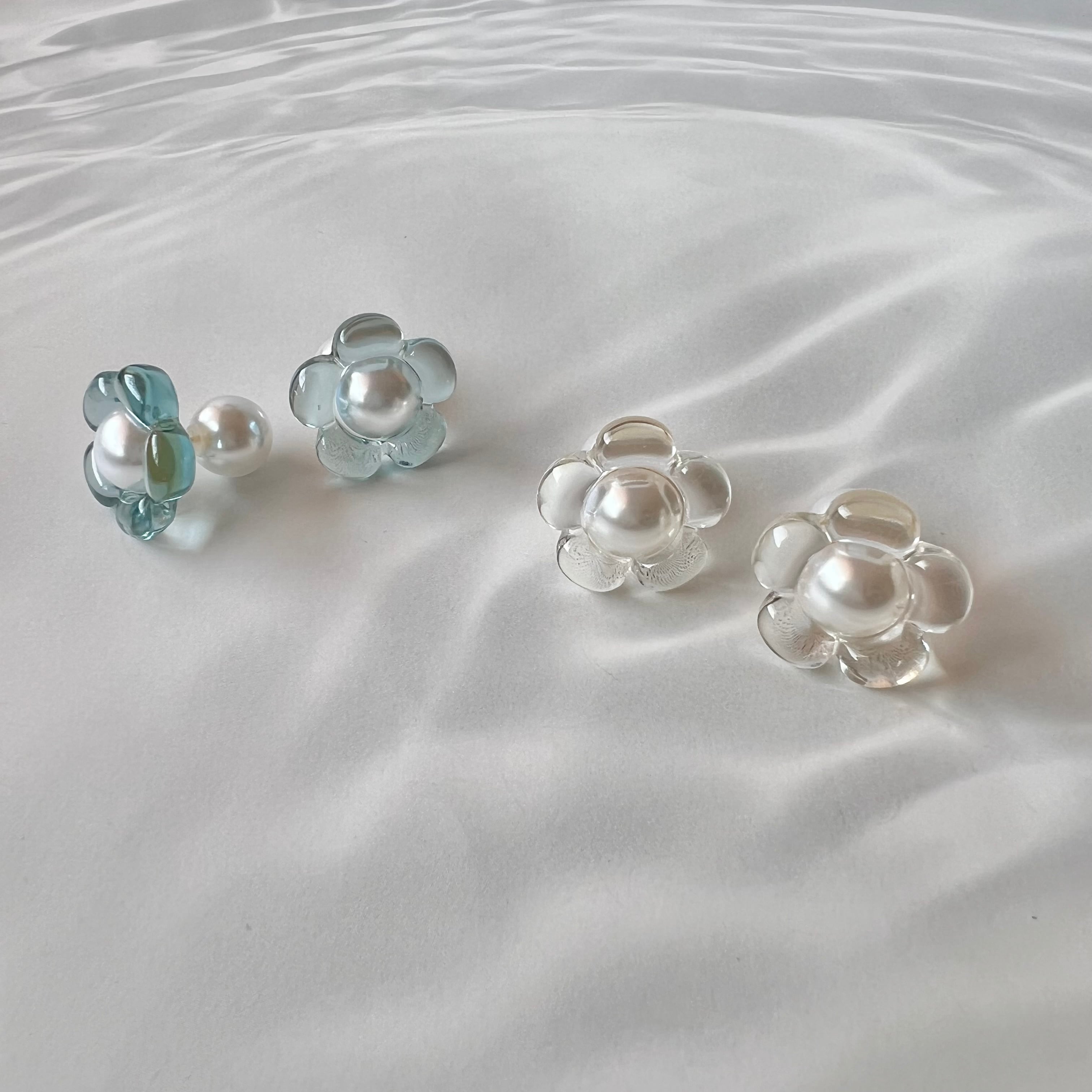 1035】アクリルフラワーのピアス／イヤリング レシピNo.KR1053 メタル