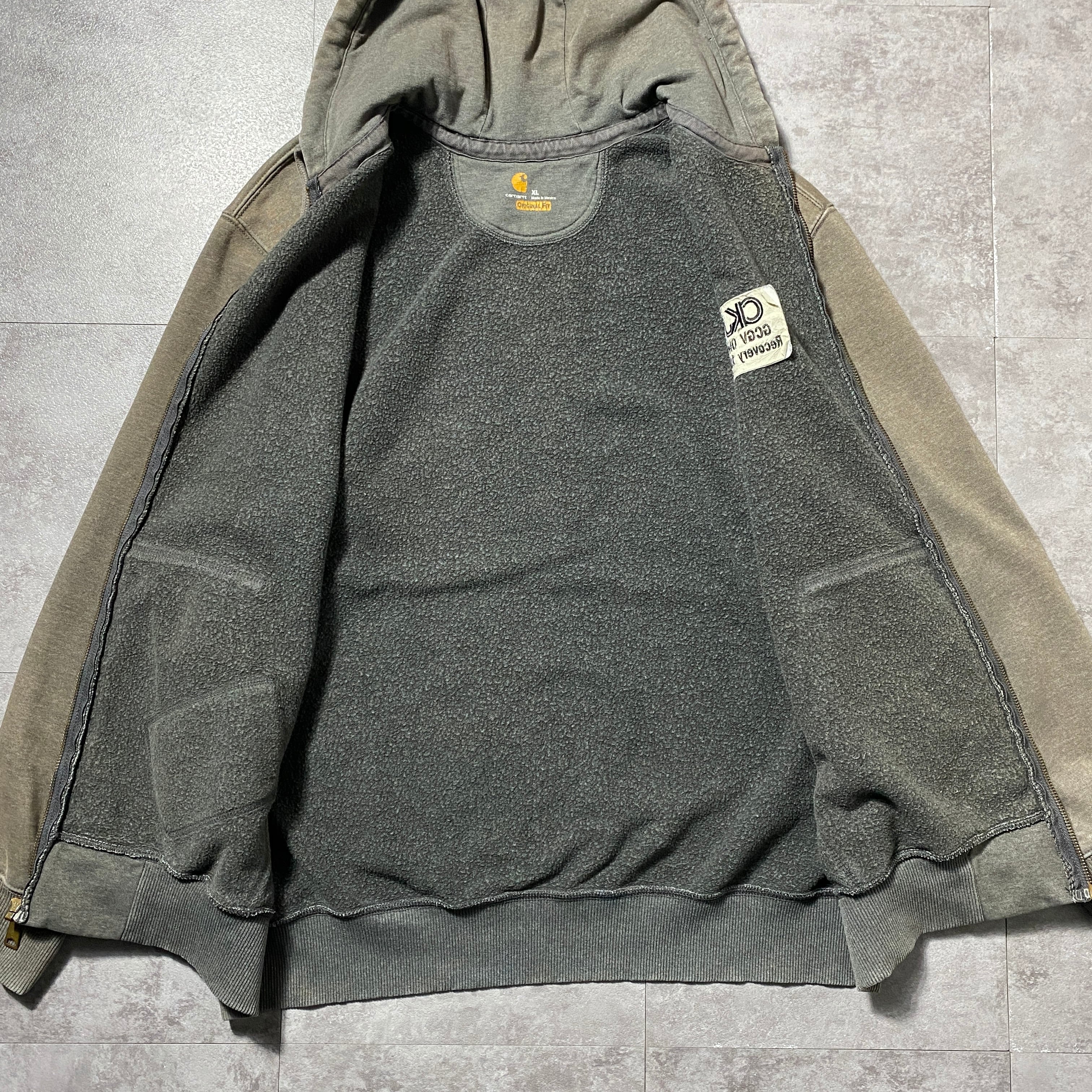Size.XL】carhartt カーハート 刺繍企業ロゴ 最高フェード ダメージ