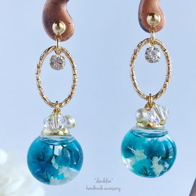 深海の雪スワロフスキーハーバリウムピアス/イヤリング | *dandelion