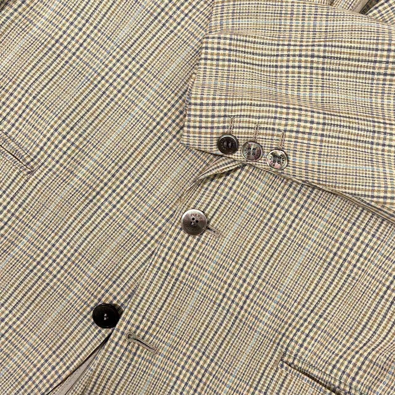 90s シルク混 PIERRE BALMAIN ピエールバルマン チェック 背抜き テーラードジャケット/マルチ メンズ ビンテージ