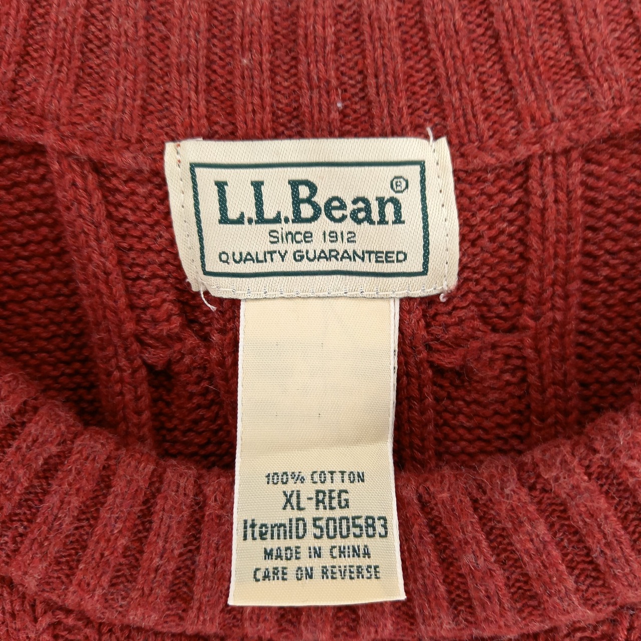 エルエルビーン　クルーネック　ケーブル編み　ニット　セーター　無地　アラン