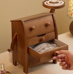 木製アクセサリー収納ボックス 4段｜ネックレス・リング・腕時計対応｜天然木×ベルベット内装｜ジュエリーケース