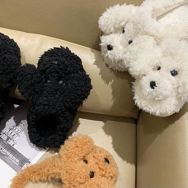 犬スリッパ ふわふわ もこもこ韓国ファッション レディース 犬デザイン 履心地良い フラットシューズ ルームシューズ ボア 可愛い 癒し 人気 カジュアル Chiko チコ プチプラレディースファッション通販 韓国ファッション