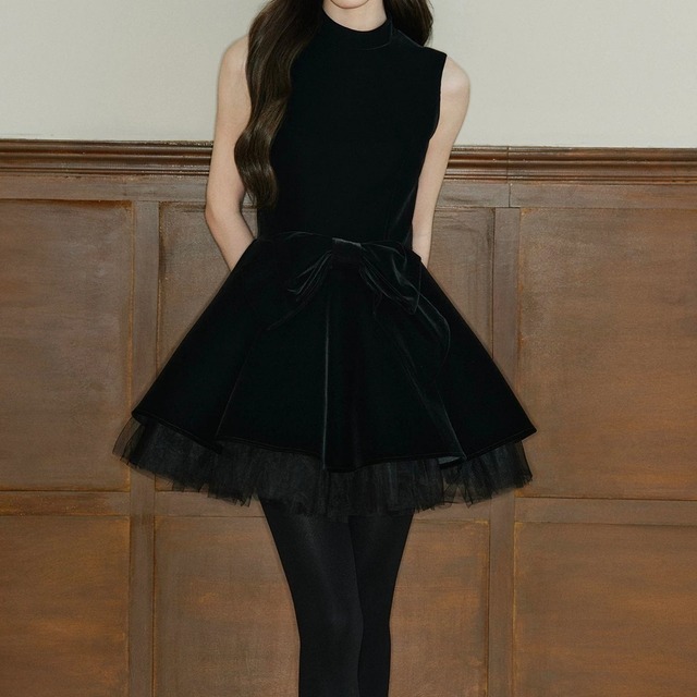 Velour ribbon dress　261007