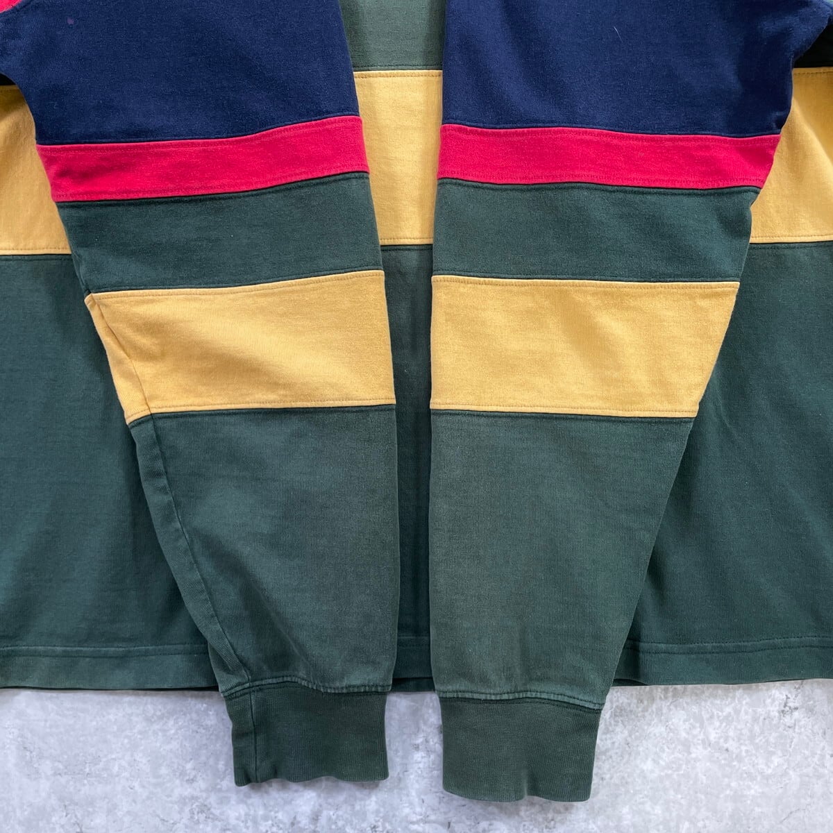 90年代 LANDS' END ランズエンド マルチボーダー ラガーシャツ メンズ