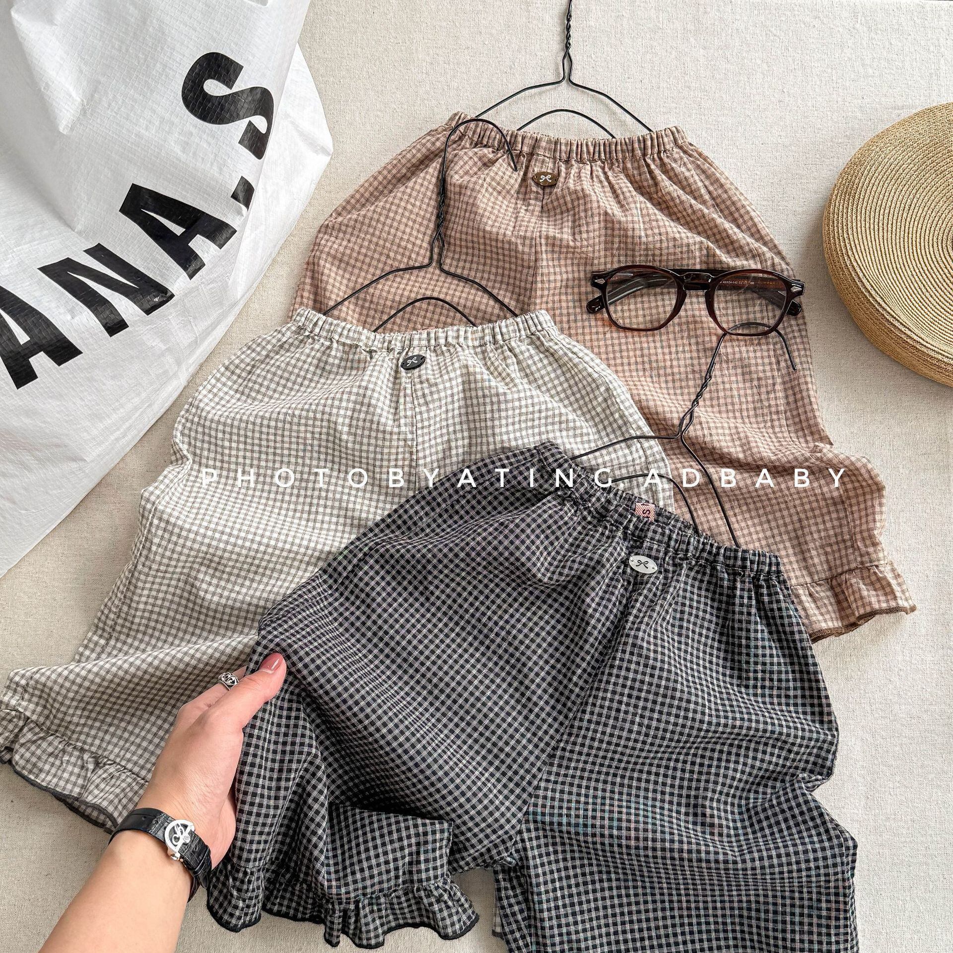 【予約販売】80-130cm チェックフリルパンツ