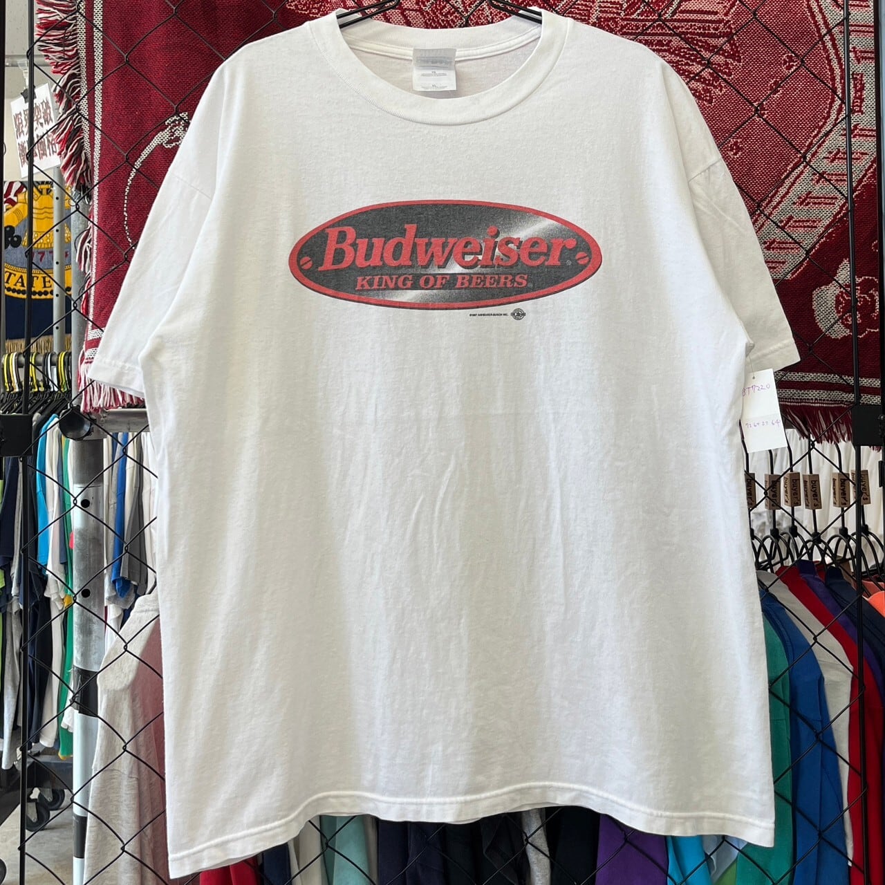 90s 企業系 バドワイザー キングオブビール デザインプリント 半袖Tシャツ ギルダン XL 古着 古着屋 埼玉 ストリート オンライン 通販  アメカジ ヴィンテージ